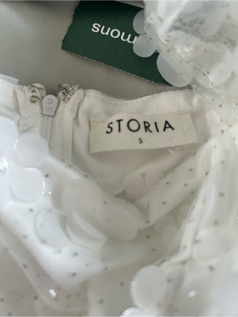 White Floral Appliqué Mini Dress - Picture 8 of 9
